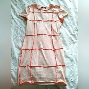 Papaya Blush Pink and Neon Pink Grid Bodycon Dress. Size Medium.